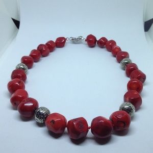 large red coral bead necklace